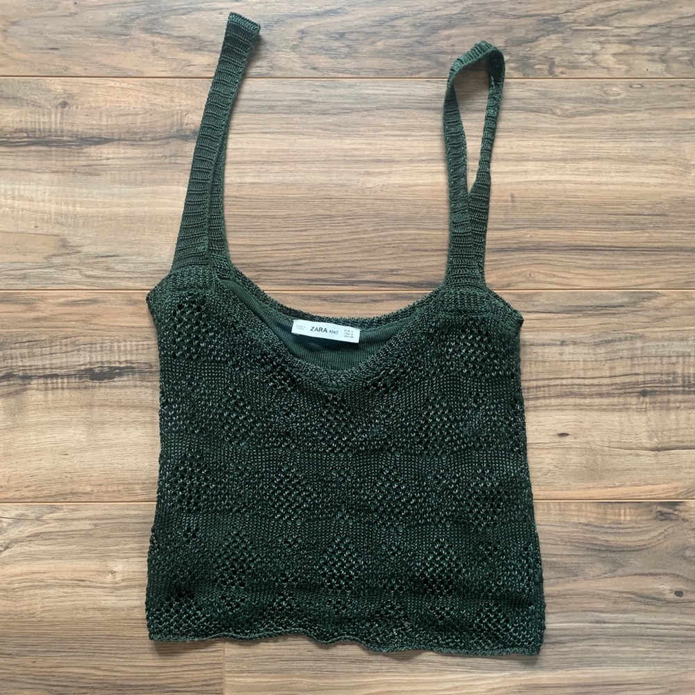 Zara Green knit tank top Size Medium